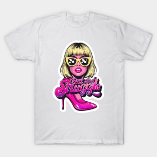 Strut And Struggle Pink Glamour In Bold Contrast T-Shirt